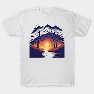 Sunset in the forest. T-Shirt